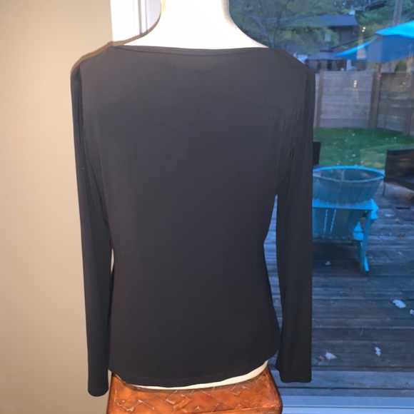 🌸Host Pick🌸 Franco Mirabelli Black Dressy Blouse W. Rhinestone Buttons Vintage - Picture 2 of 4